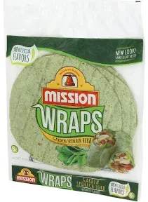 Mission Tortilla Wraps, Gluten Free, Spinach Herb - 6 wraps, 10.5 oz