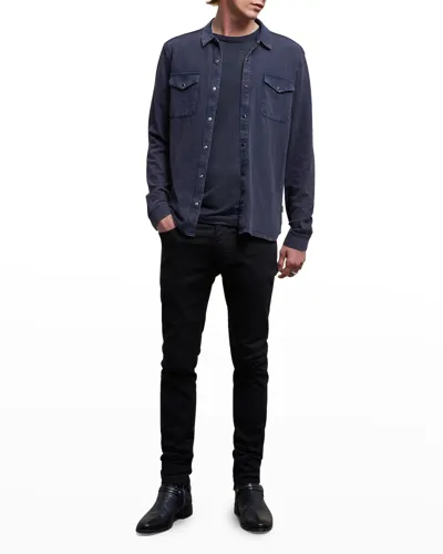 Shop John Varvatos Men's Arvon Knit Western Shirt In Pacific Blue