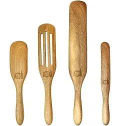 Mad Hungry As Seen on TV 4-Piece Acacia Wood Spurtle Set, Black