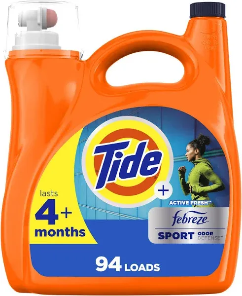 Tide He Plus Febreze Sport Odor Defense Liquid Detergent Active Fresh - 132 Fl. Oz.