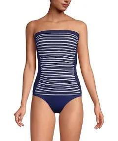 Lands' End Women's Long Chlorine Resistant Bandeau Tankini Swimsuit Top