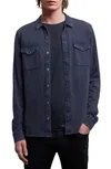 Shop John Varvatos Men's Arvon Long-sleeve Western Chambray Shirt In Pacific Blue