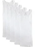 Fruit of the Loom Boys&#039; 5 White Sleeveless Tanks A-Shirts Large (14-16) 