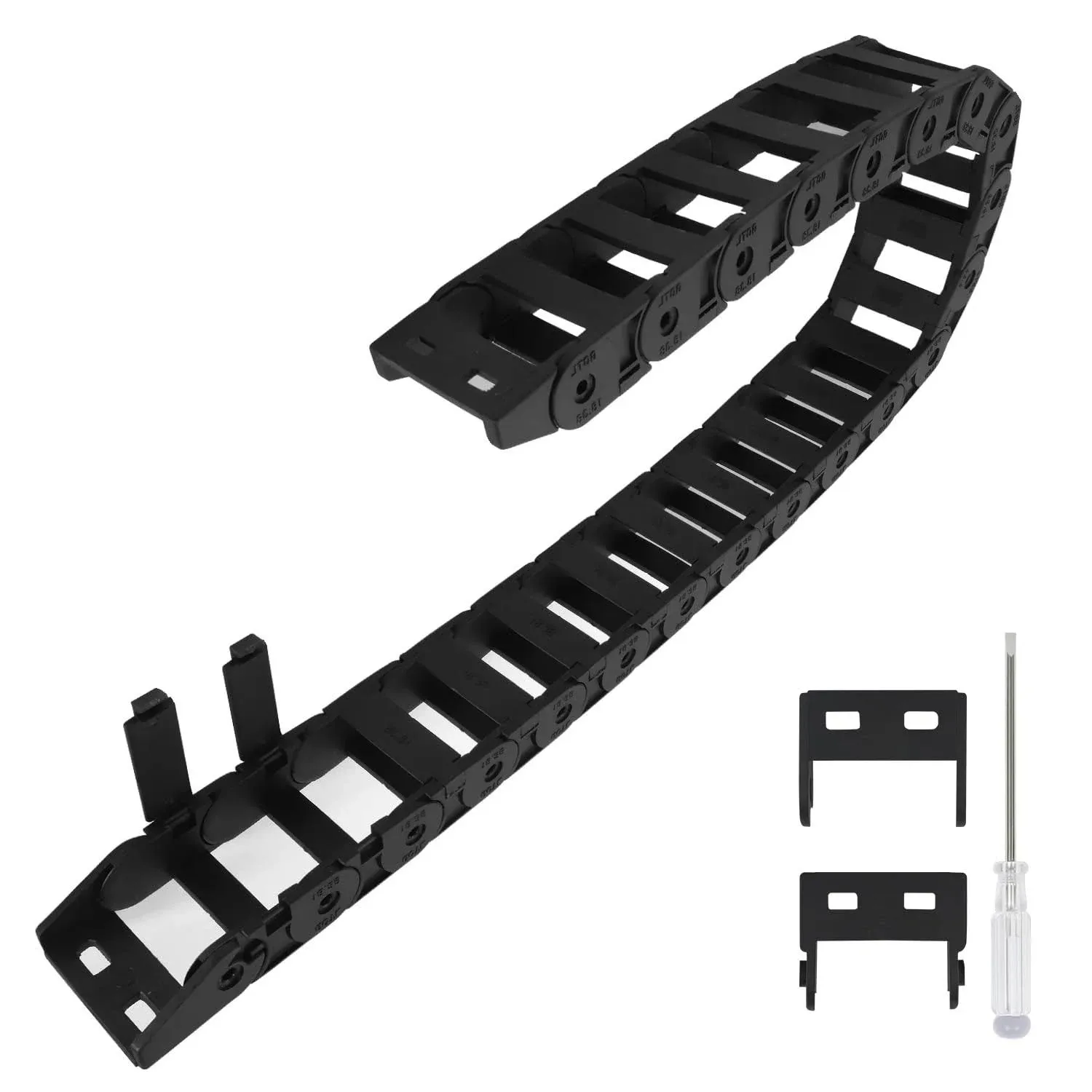 R38 18mm X 38mminner H X Inner W Black Plastic Cable Wire Carrier Drag Chain 1