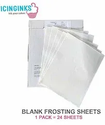 Blank Frosting Sheets 8.5” X11” - Icinginks Personalized Image Photo Cake Edible Paper, Very White Icing Paper, Pack of 24