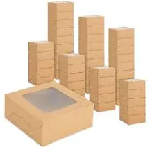 Juvale 50 Pack Kraft Pastry Boxes with Window