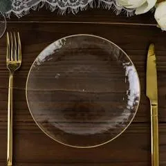 Balsacircle 10 Clear Round Hammered Disposable Salad Dinner Plastic Plates