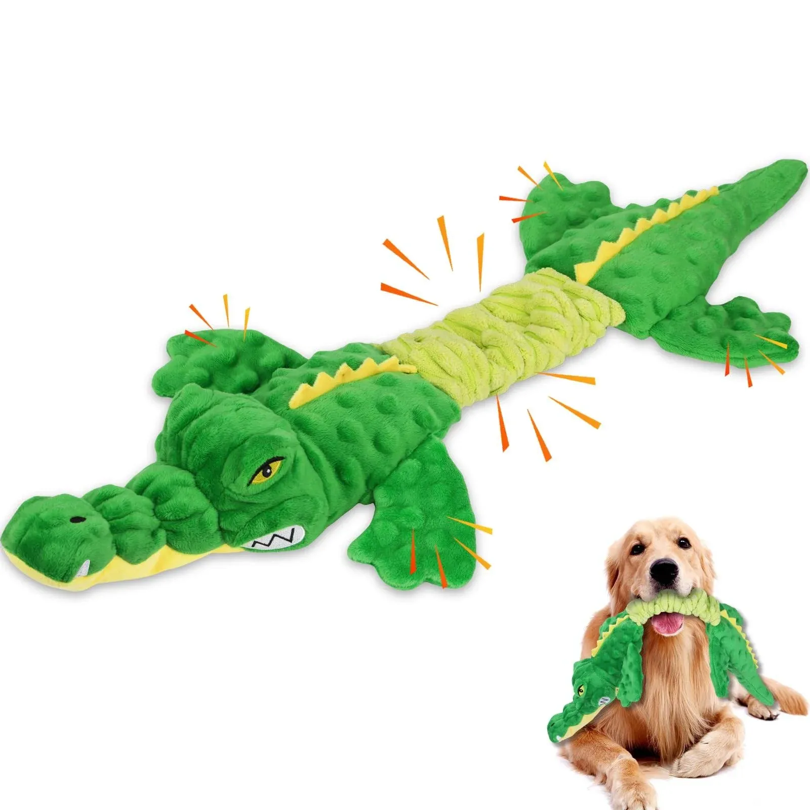 Large Squeaky Dog Toys, Interactive Puppy Toys with Crinkle Paper, Pull Tug of 