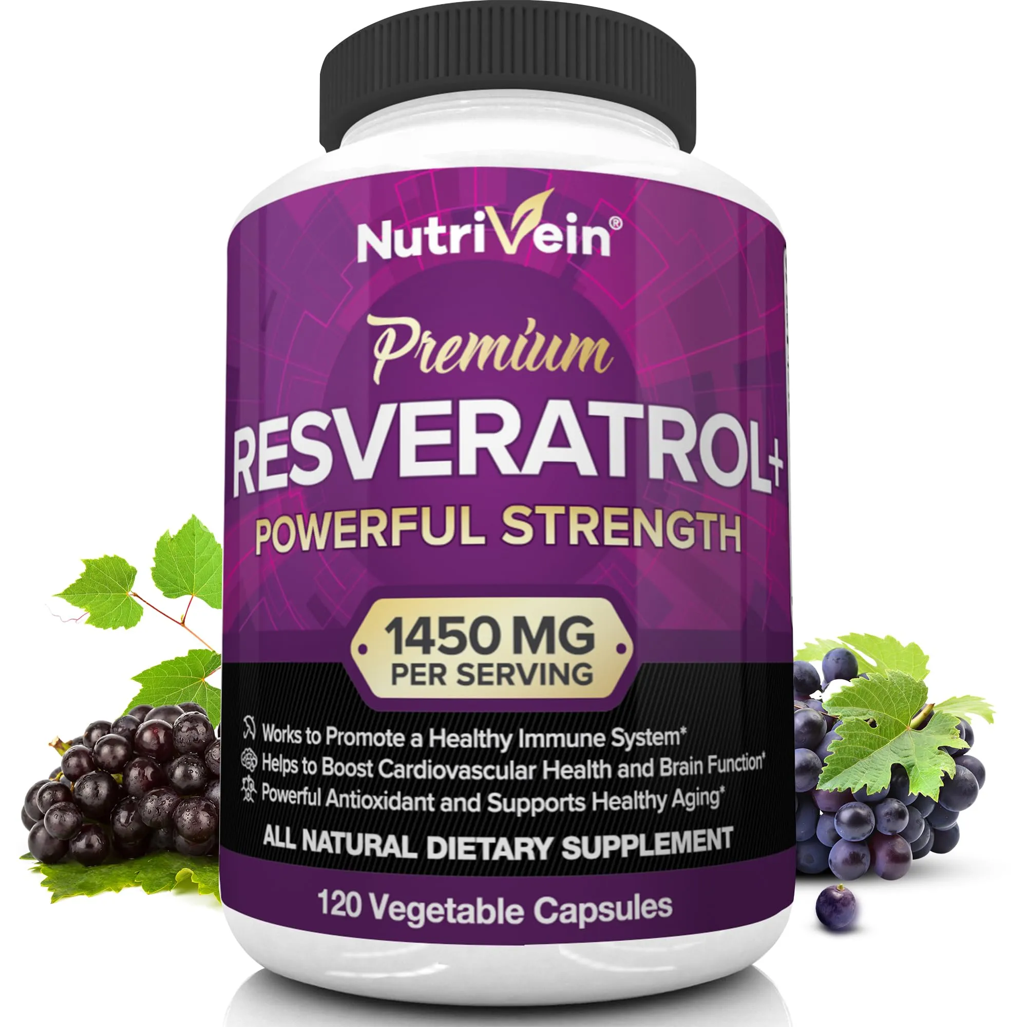 Trans Resveratrol 120 Capsules 500mg Anti-Aging Antioxidant Optimal Health