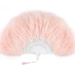 Marabou Feather Fan Soft Pink Burlesque