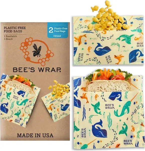 Bee&#039;s Wrap Reusable Food Storage-One Snack Bag One Sandwich Bag