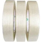 BOMEI PACK 3 Pack Reinforced Filament Packing Tape, 6.3 Mil 24mm x 60 Yards, Fiberglass Strapping Tape