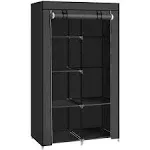 SONGMICS 34" Portable Clothes Closet with Hanging Rod, Black