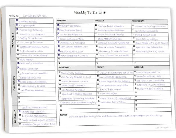 Life Charge Weekly To Do List Notepad