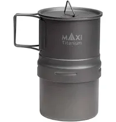 Maxi Coffee Maker, Titanium Moka Pot, 5oz each brew, backpacking friendly, camping essential