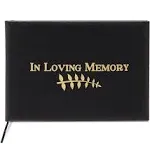 Black Funeral Guest Book for Memorial Service with 130 Pages, Gold Foil In Lo...