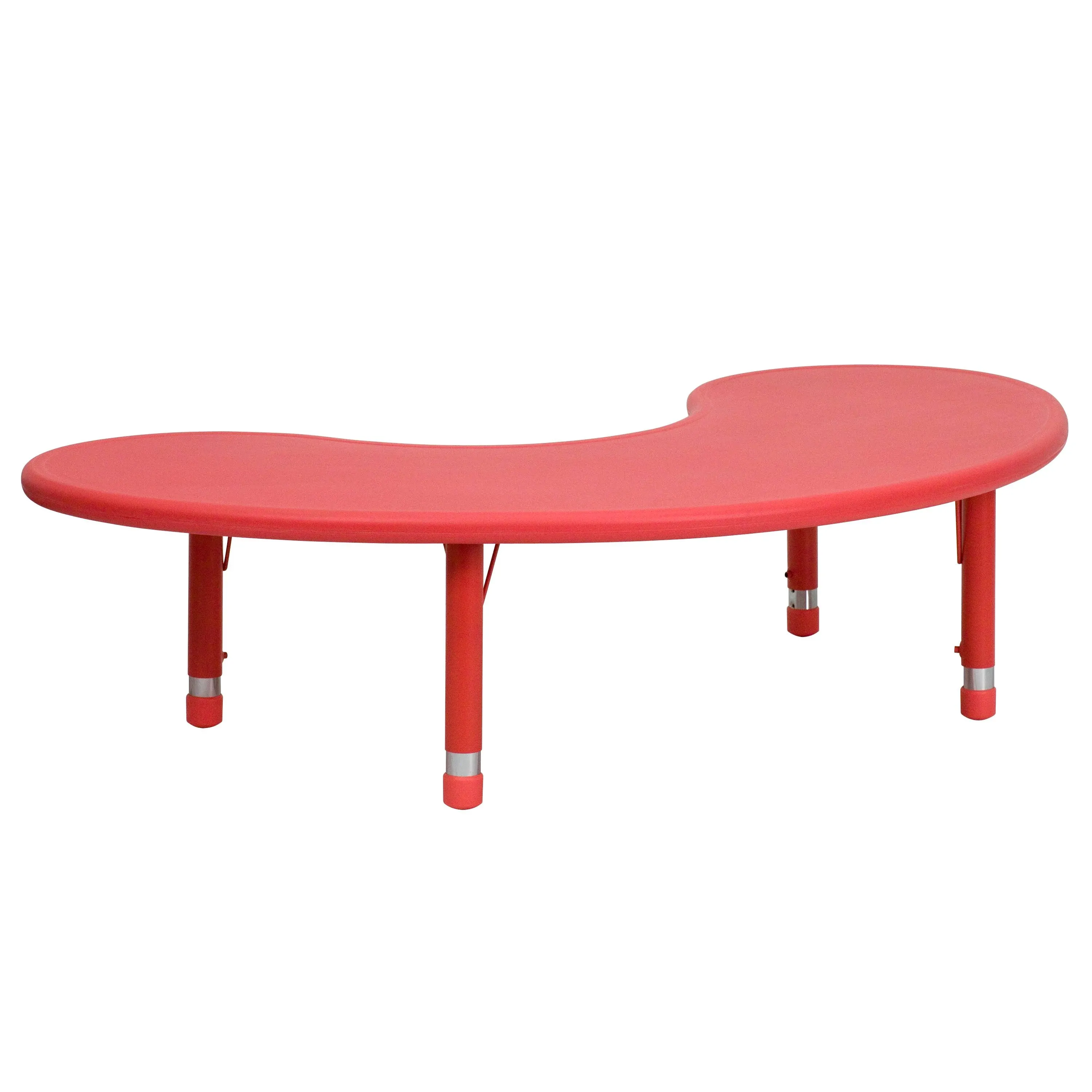 Flash Furniture 35''W x 65''L Half-Moon Red Plastic Height Adjustable Activity Table