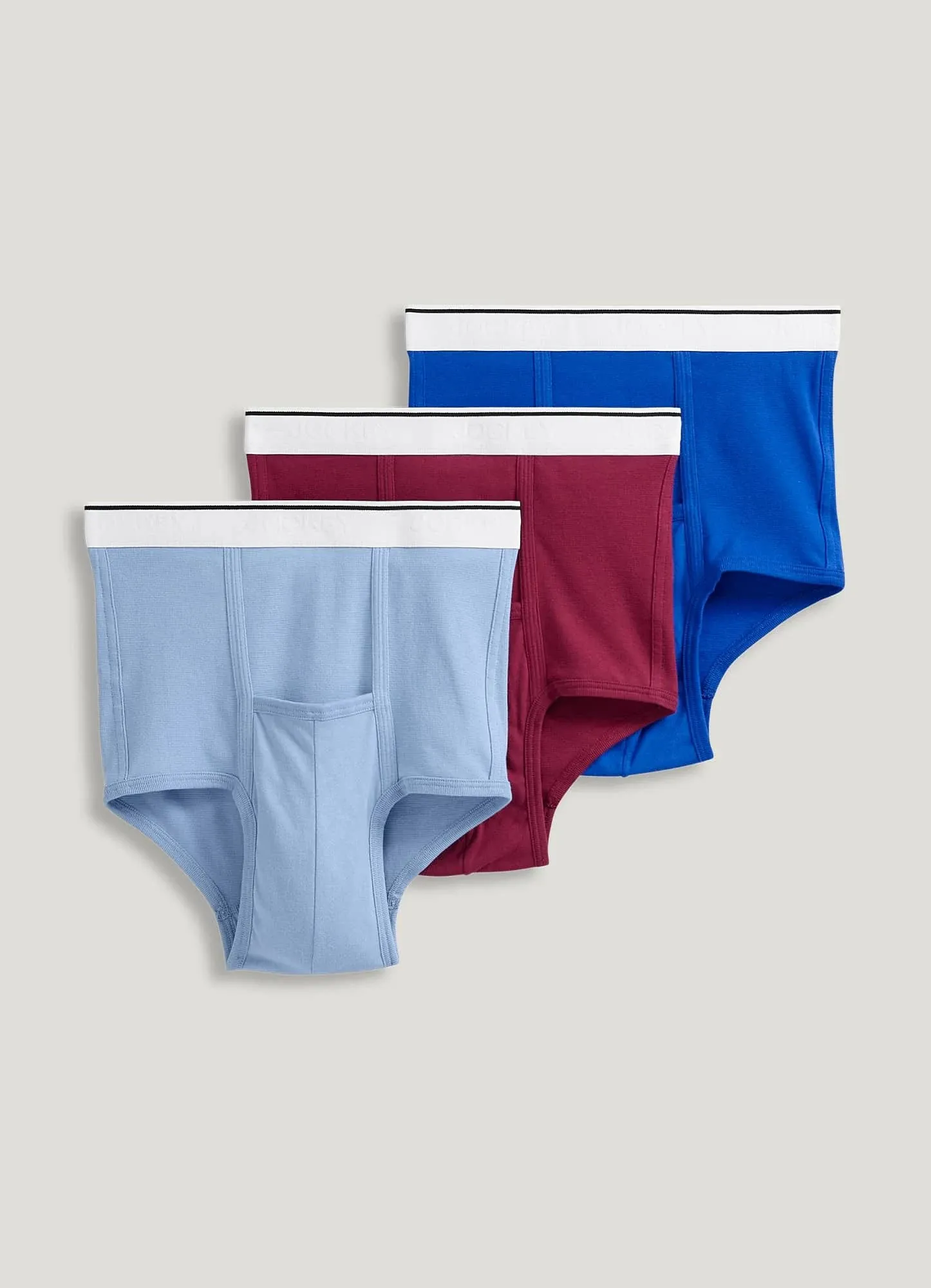 Jockey Men's Pouch Brief - 3 Pack XL Red Pear/Shower/Bluest Blue