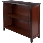 Winsome Milan Storage Shelf or Bookcase 3-Tier Long- Antique Walnut