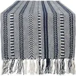 Dii Braided Stripe Table Runner Navy Blue