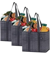 VENO 3 Pack Reusable Grocery Bags, Shopping Bags for Groceries, Utility Tote wit