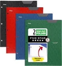 Five Star Two-Pocket Stay-Put Plastic Folder