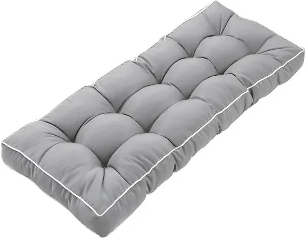 Outdoor Bench Cushion with Ties,Weather Resistant Thick Tufted 41 inch Grey