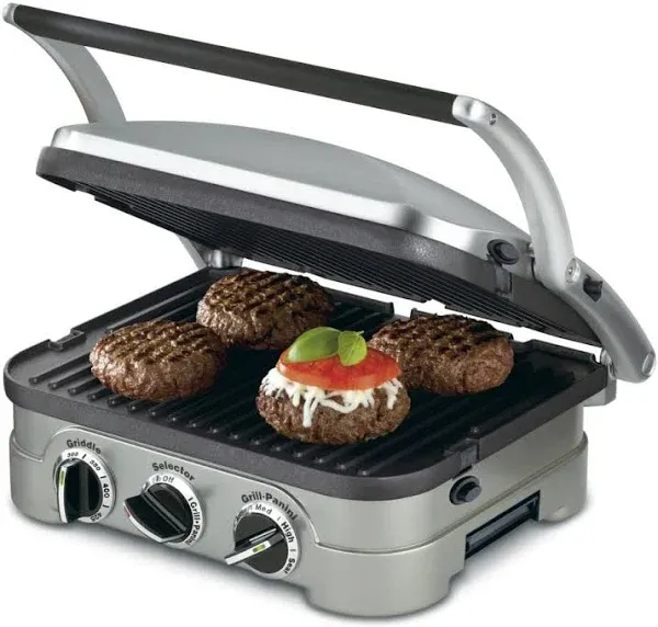 Cuisinart 5-in-1 Grill Griddler Panini Maker Bundle with Bonus Waffle Attachment (GR-4N)