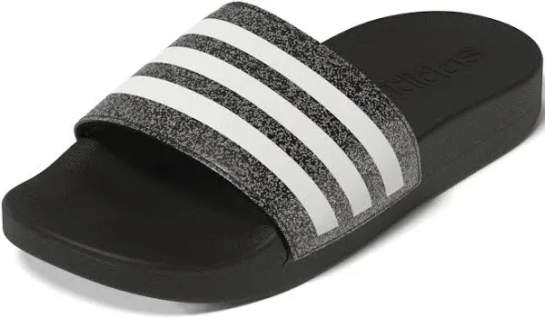 Adidas Adilette Comfort K Kids Size 2 Silver Sparkle Sandals Slides Girls Boys