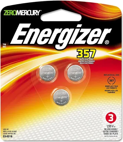 Energizer Battery 357BPZ-3 Watch/Calculat<wbr/>or Button Cell Battery with Zero...