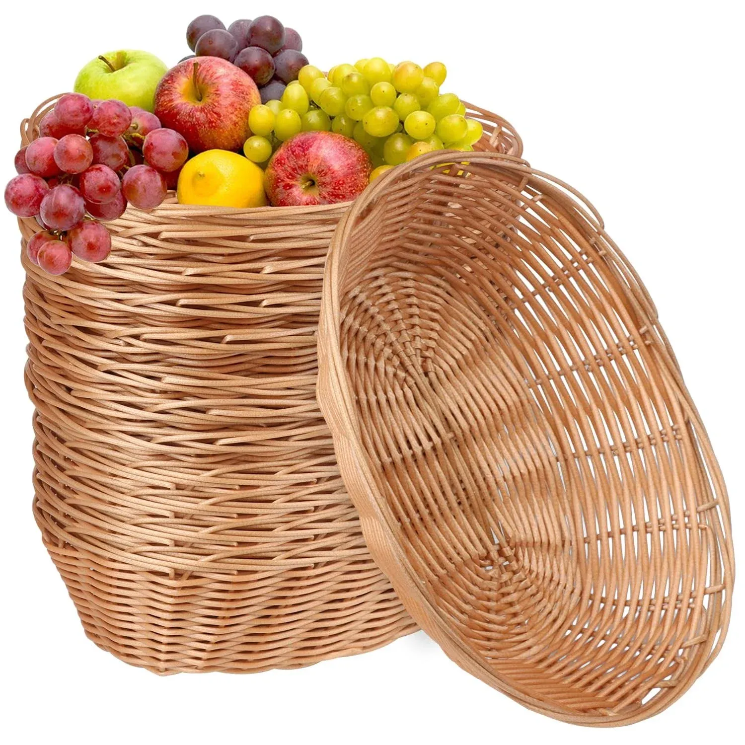 20 Pack Oval Poly Wicker Basket, 9 x 6 x 20 9x6x2.6 Inch Oval, Natural 