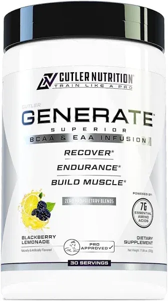 Cutler Nutrition Generate EAA and BCAA Powder Best Branched Chain Amino Acids Supplement with Essential Amino Acids