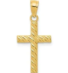 Solid 10K Yellow Gold Cross Pendant (0.47 x 0.98 Inches)