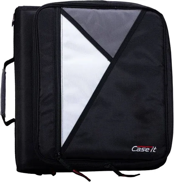 Case-it The Universal Zipper Binder - 2 Inch O-Rings - Padded Pocket That Holds up to 13 Inch Laptop/Tablet - Multiple Pockets - 400 Page Capacity - Comes with Shoulder Strap - Fire Engine Red LT-007