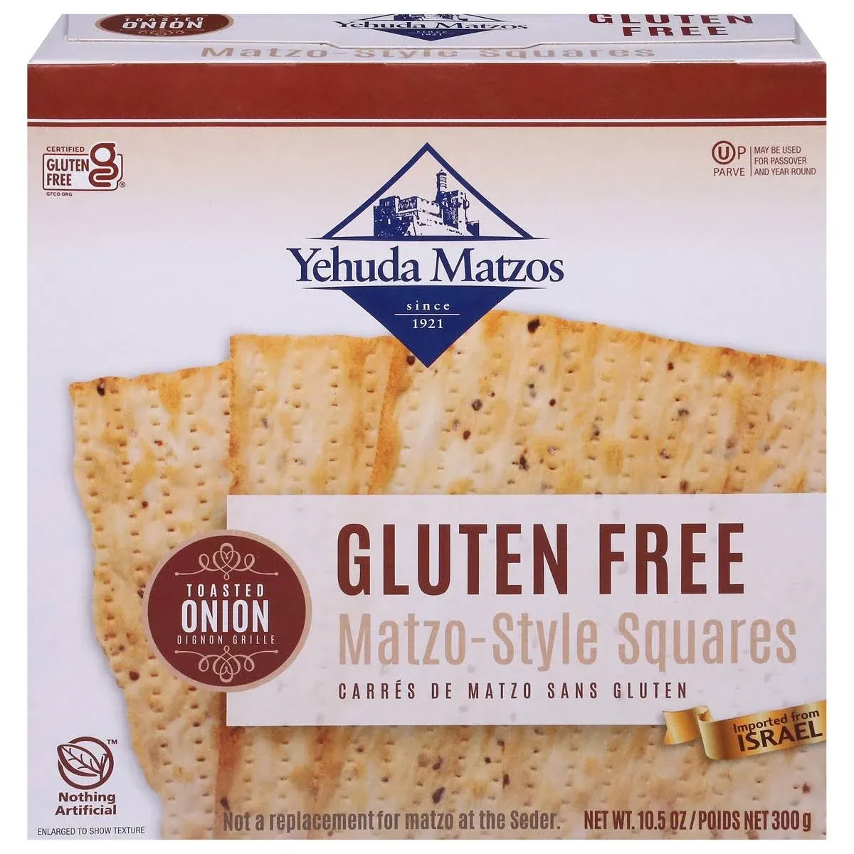 YEHUDA: Matzo-Style Squares Gluten Free Toasted Onion, 10.5 oz