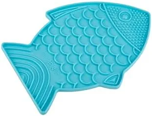 Lickimat Casper & Felix, Fish-Shaped Cat Slow Feeders Lick Mat, Boredom Anxiety Reducer; Perfect for Food, Treats and Anxiety Reduction. (Turquoise & Green, Casper & Felix)