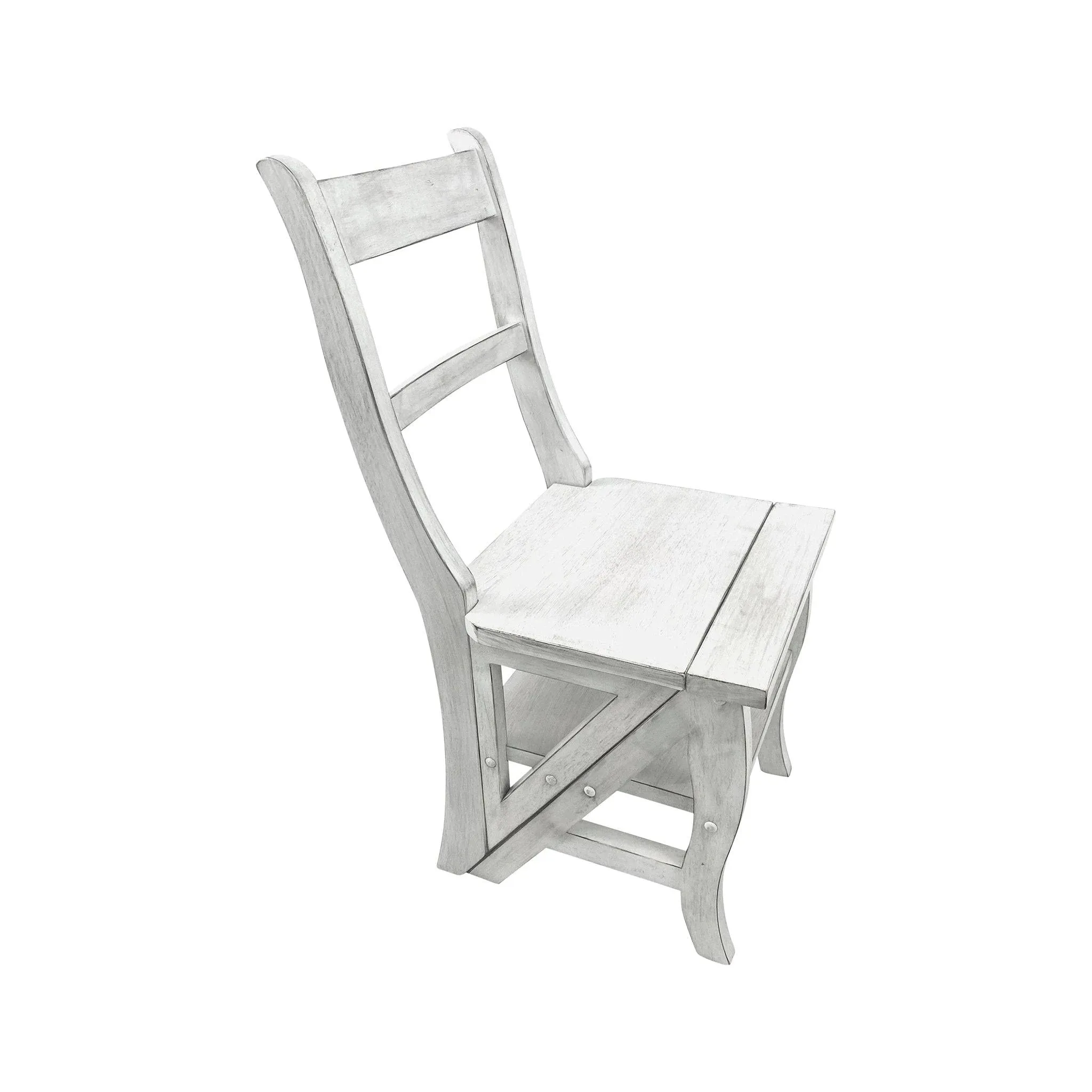 Carolina Classics Antique Folding Library Ladder Chair in White