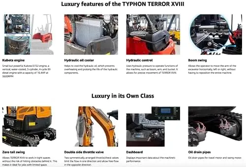 TYPHON TERROR XVIII Prestige 2 Ton Mini Excavator KUBOTA Diesel Engine