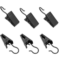 Coideal Small Curtain Clips Hooks, 100 Pack Black Metal Patio Awning Light Cl...