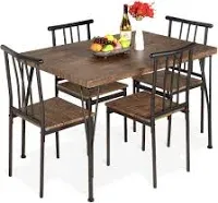 Best Choice Products 5-Piece Metal and Wood Dining Table Set Gray