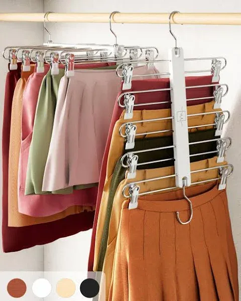 MORALVE Skirt Hangers Space Saving European Beechwood Shorts Hangers Skirt Hangers Women Space Saving Skirt Hangers with C