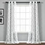 Lush Decor Avon Trellis Grommet Sheer Window Curtain Panel Pair - 38"wx84"l - Neutral