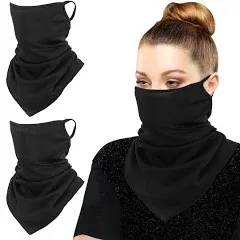 MoKo Scarf Mask Bandana with Ear Loops 3 Pack, Neck Gaiter Balaclava Dust UV Sun Protection Outdoors Face Mask for Women Men