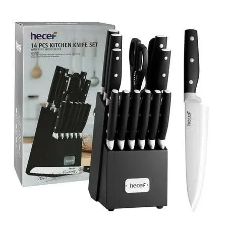 14PCS Kitchen Knife Block Set Rainbow Titanium Stainless Steel Chef Knife Set  | eBay