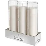 Simply Soson 2x8 inch White Devotional Candles in Glass Jar - 3 Pack - 90 Hours Prayer Candle - Tall Pillar Candles for Religious, Memorials, Party