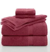  6-piece Luxury Towel Set, 2 Bath Towels 2 Hand Towels 2 Washcloths 6-Piece Red