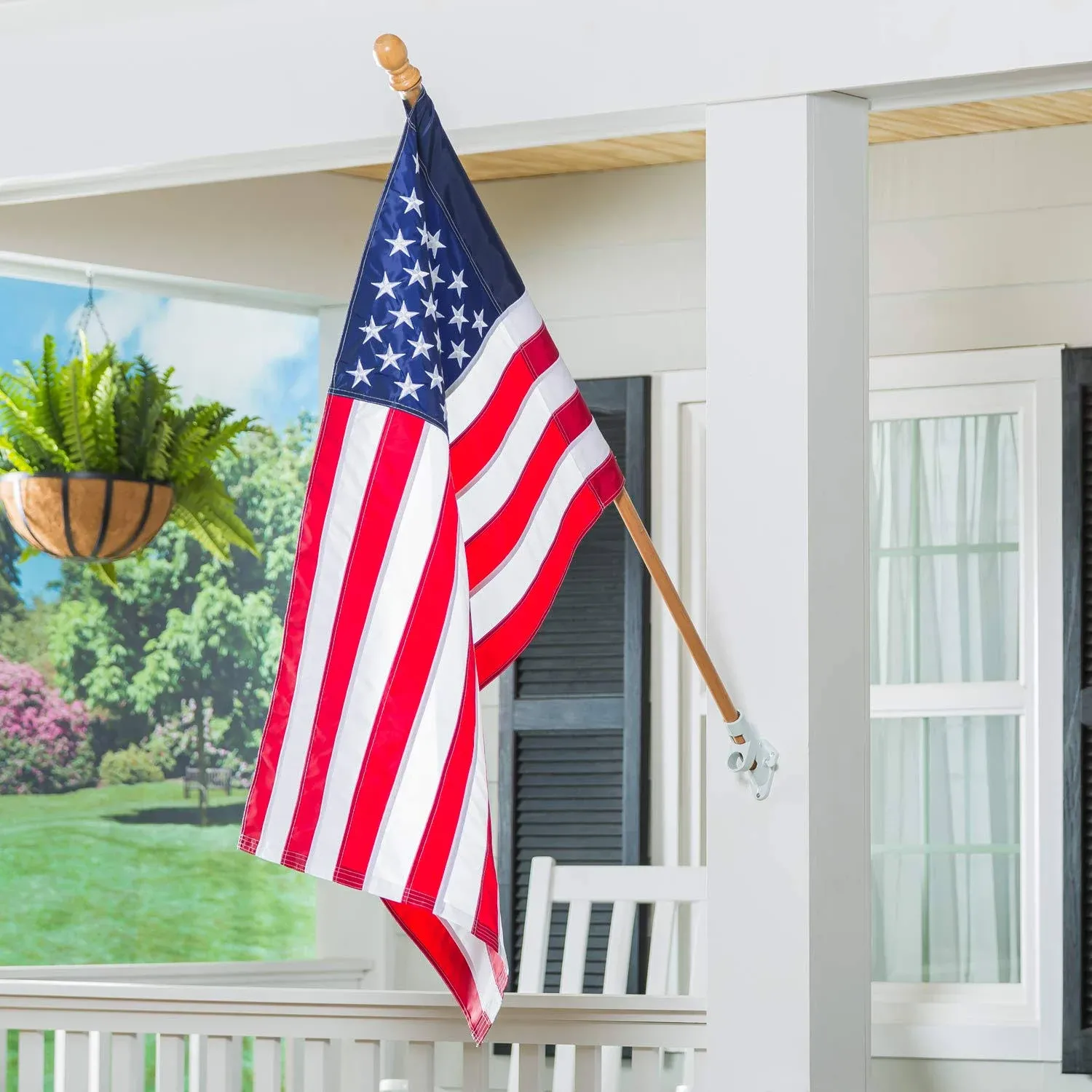 House and Am Evergreen Wooden House and Estate Flag Pole