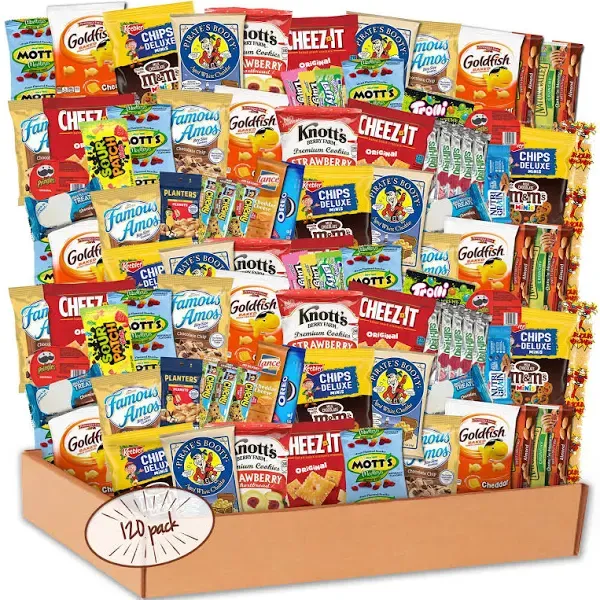 Snack Chest Care Package (120 Count) Variety Snacks Gift Box - College Students,