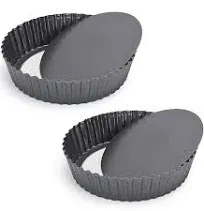 2 Pack Nonstick Tart Pan Quiche Pan Carbon Steel Deepdish Pie Pan With Removable