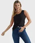 Hanes Mini-Ribbed Cotton Tank Black XL Women's